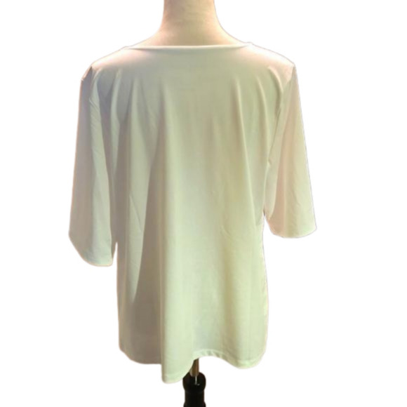 Susan Graver Short Sleeve White-Liquid Knit Top Women size L - Picture 3 of 8